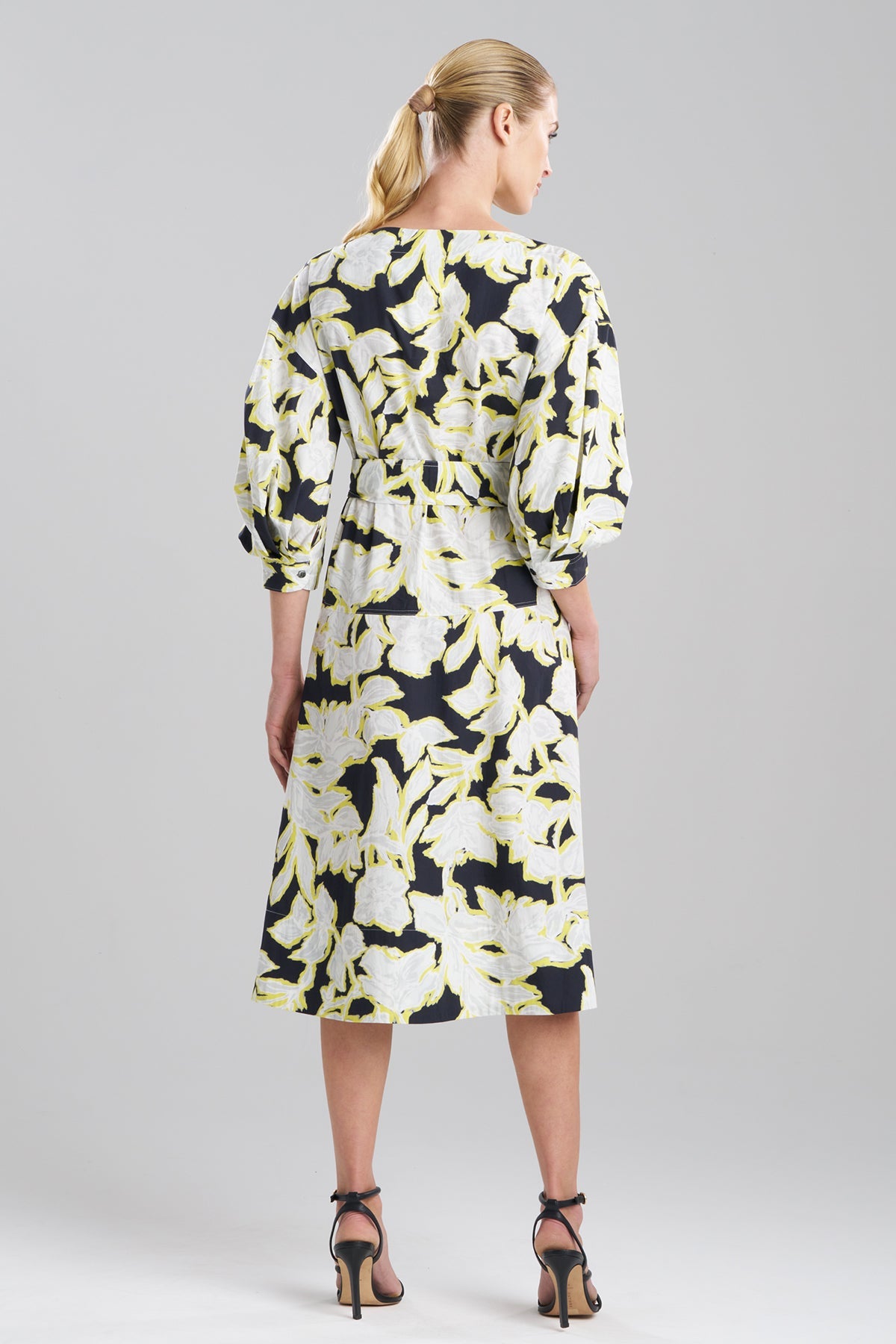 Misty Floral Cotton Boatneck Dress Black Natori