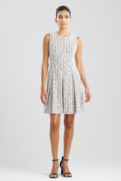 Buy Tweed Pleated Dress in Natural/Black Online Natural/Black Natori