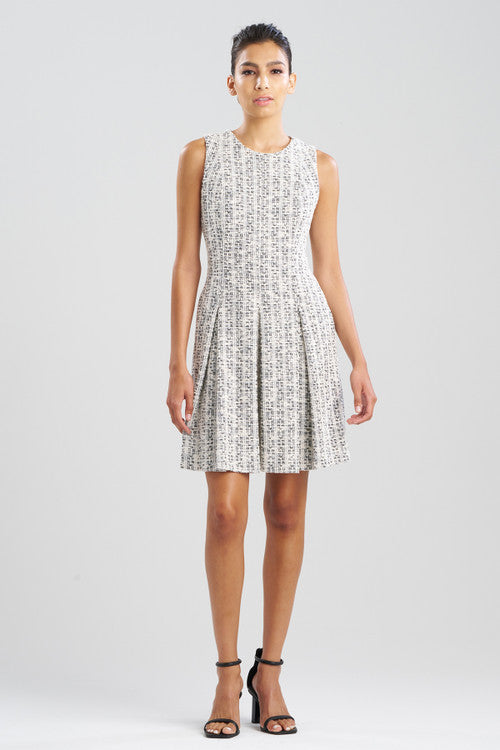Buy Tweed Pleated Dress in Natural/Black Online Natural/Black Natori