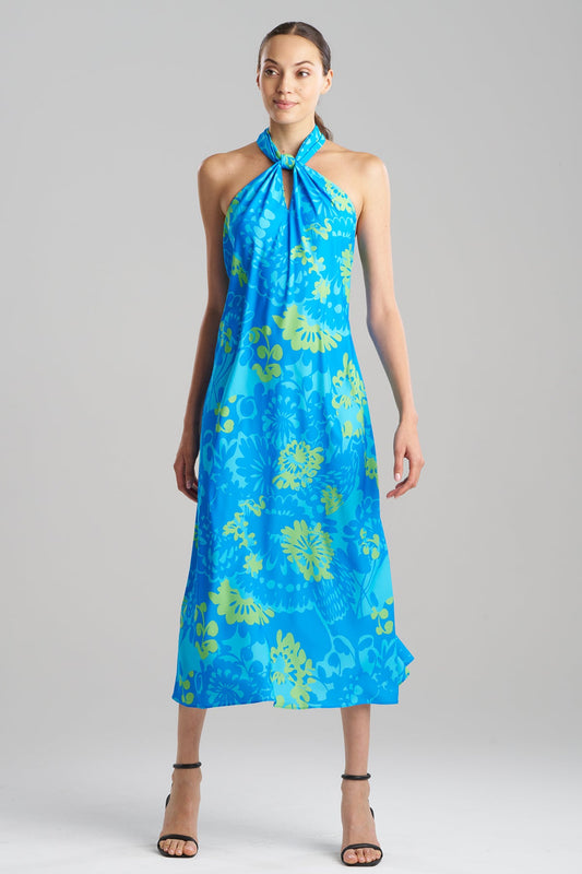 Bloom Halterneck Dress Blue Natori