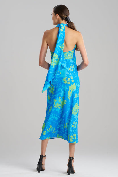Bloom Halterneck Dress Blue Natori