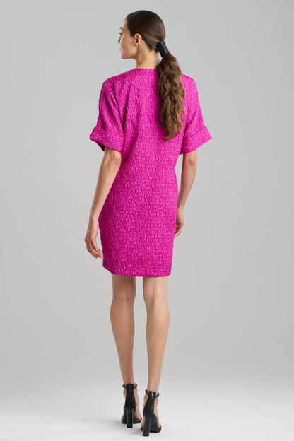 Floral Crinkle Jacquard T-Shirt Dress Fuchsia Natori
