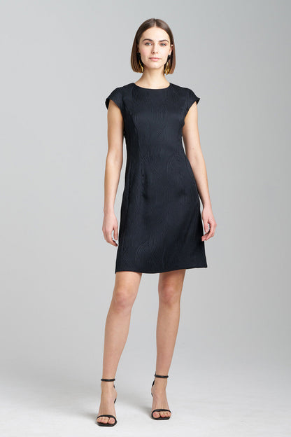 Buy Scroll Jacquard Shift Dress in Black Online Black Natori