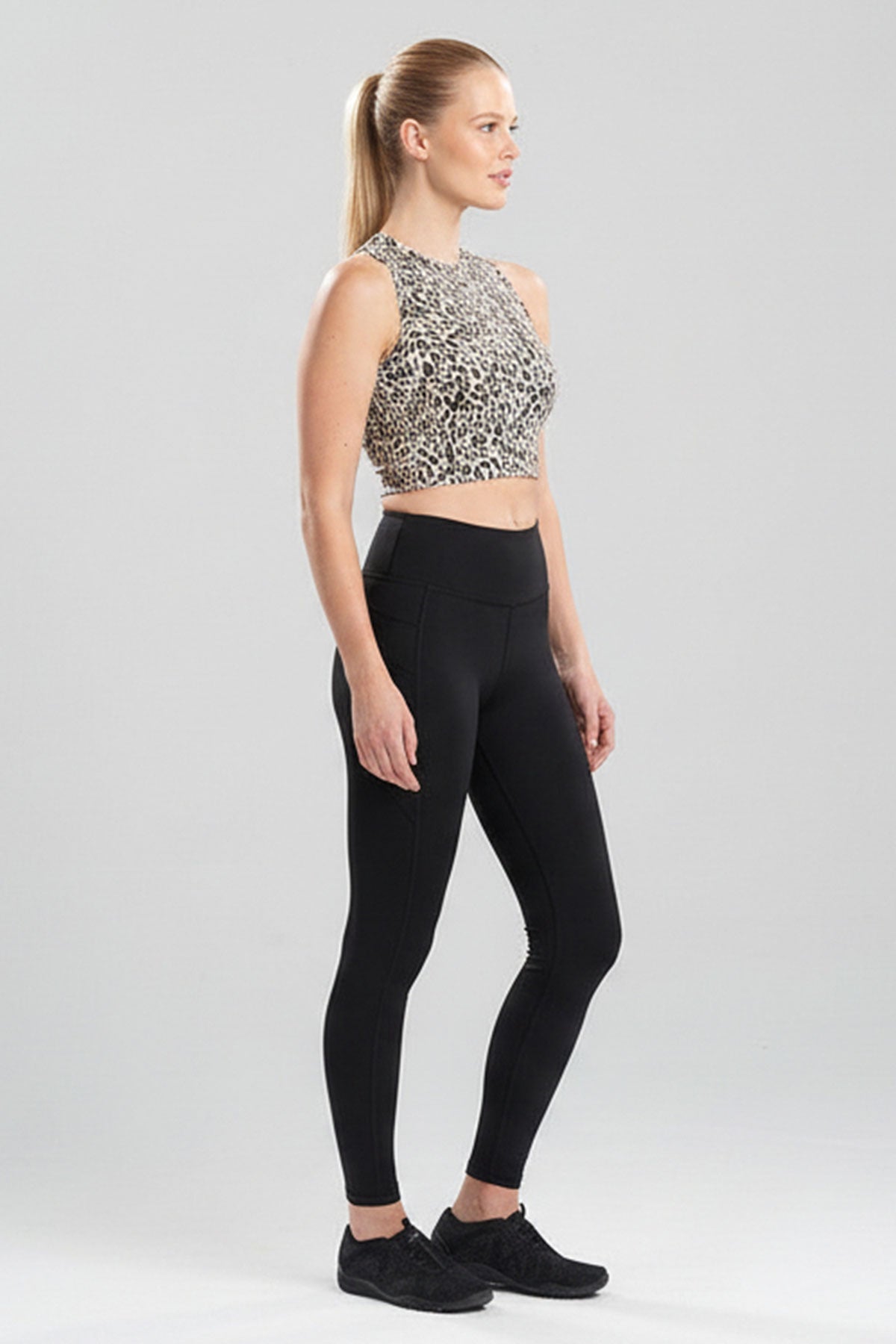 Buy Getaway Crop Halter Jacqaurd Top in Natural Black Online Natural Black Natori