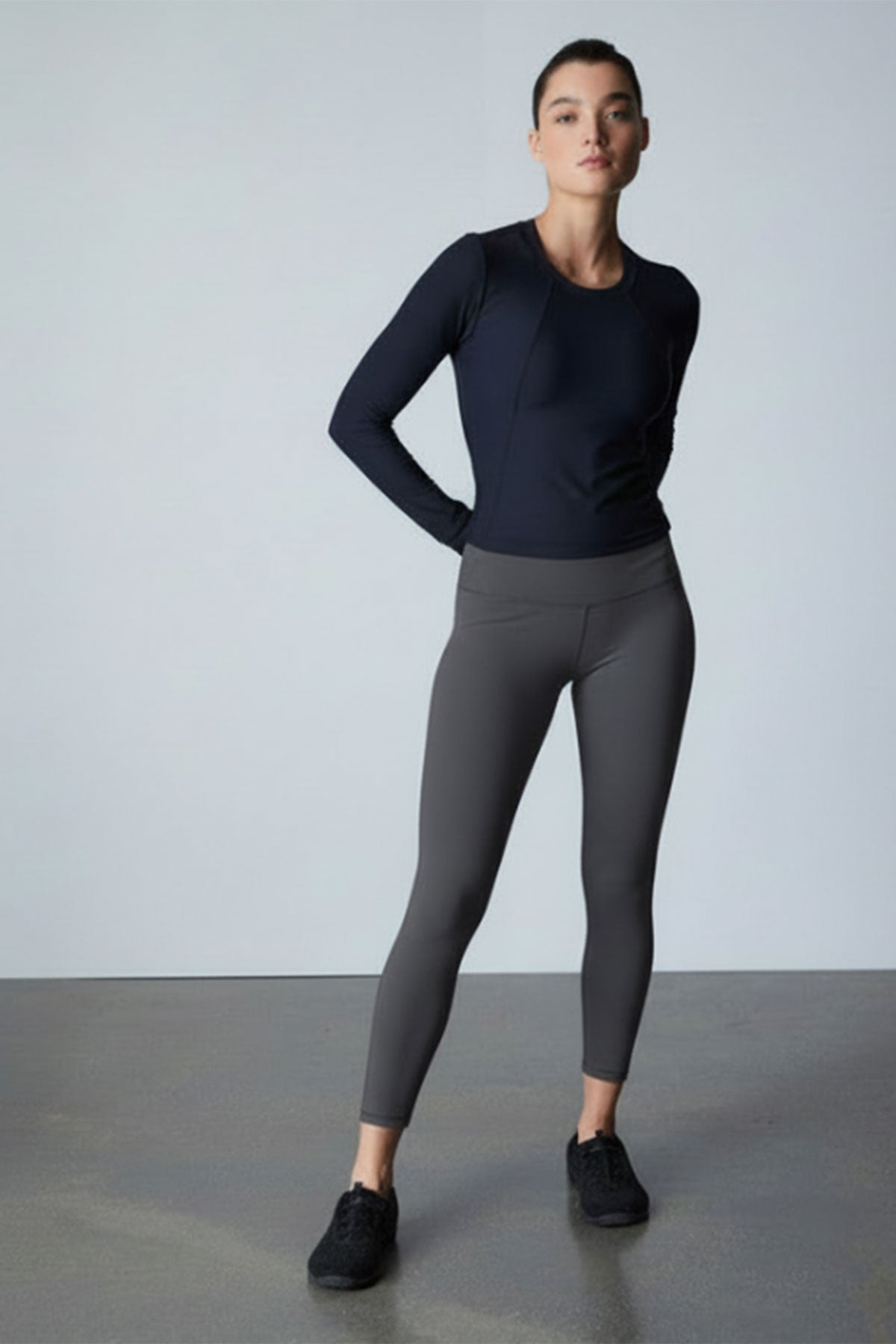 Buy Solstice Long Sleeve Crop Top in Black Online Black Natori