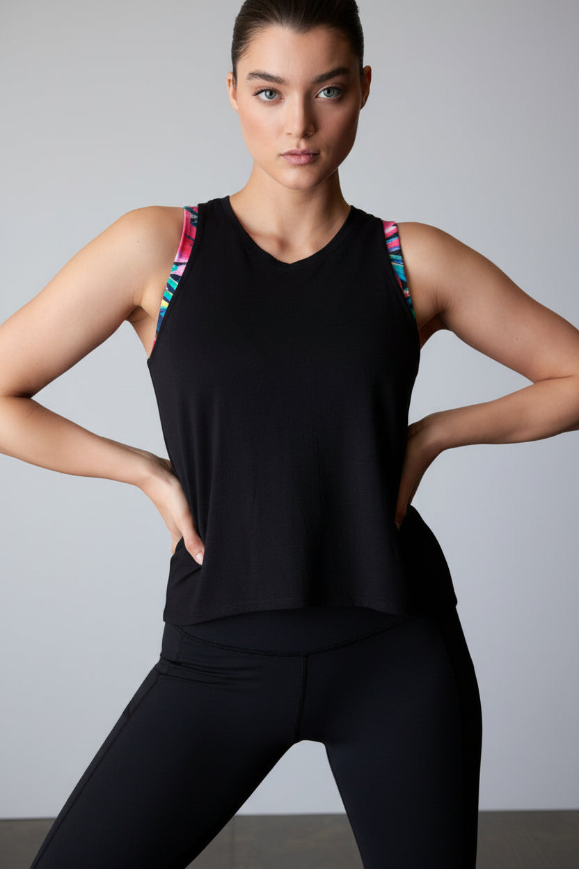 Buy Layering Elements High Low Tank in Black Online Black Natori