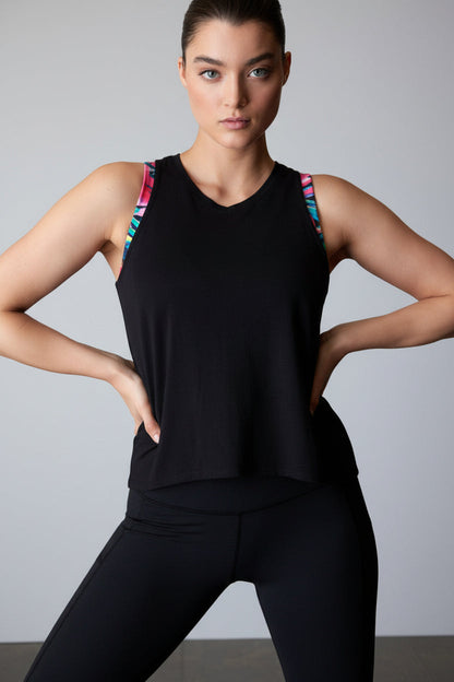 Buy Layering Elements High Low Tank in Black Online Black Natori