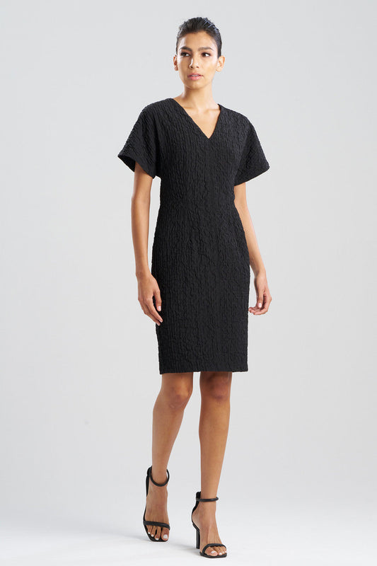 Buy Crinkle Jacquard Dolman Dress online Black Natori